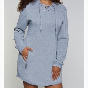 Plus Size Lace Up Sweatshirt Dress